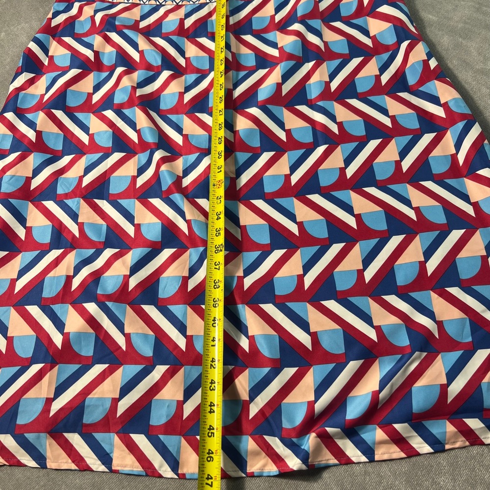 Maggy London Woman Geometric Print Sleeveless Sheath Dress Cyan Blue Red 22W NEW - Picture 5 of 8
